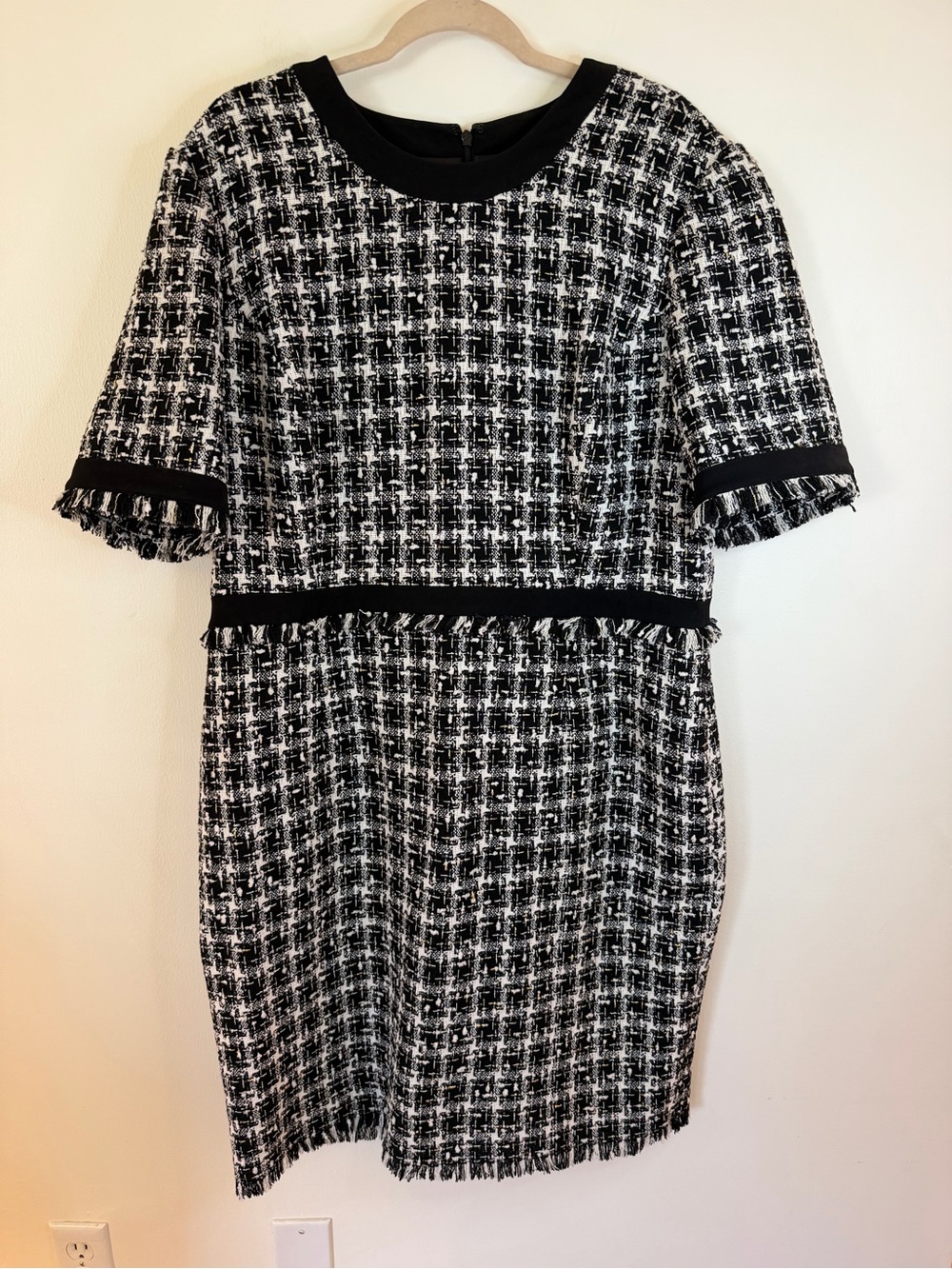 Preston & York Black & White Tweed Shift Dress Classic Women's Dress size 18 NWT